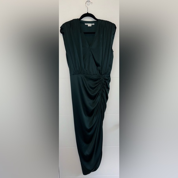 Veronica Beard Casela Silk Rouched Sleeveless Dress in Green Size 6 - Picture 9 of 12